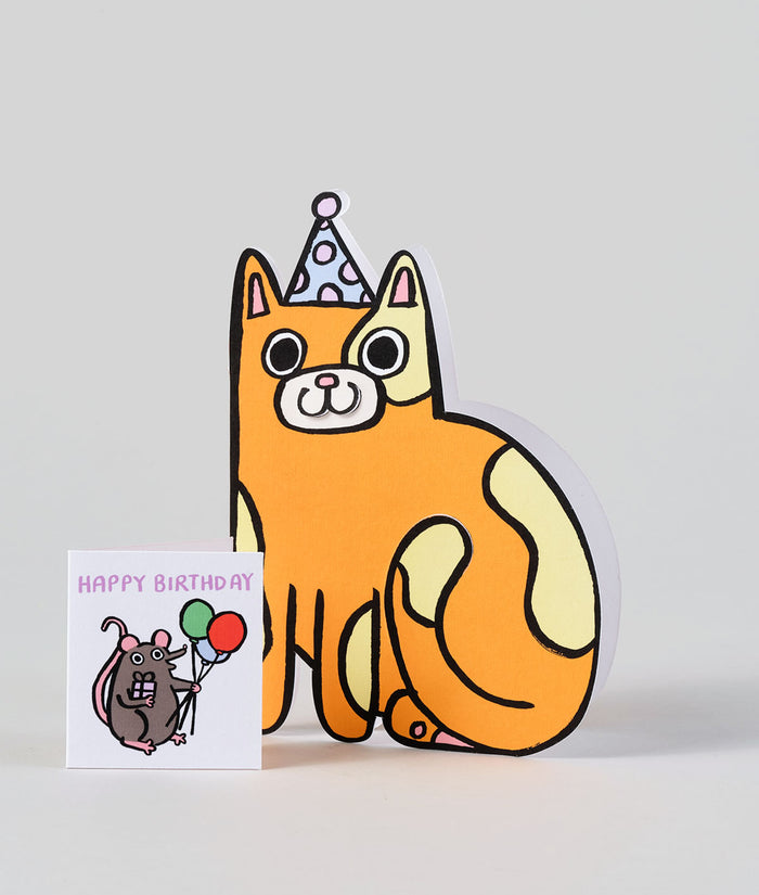Cat With Mini Card Kids Birthday Card