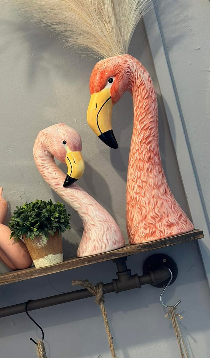 Ceramic Pink Flamingo Vase Choice of Two Sizes