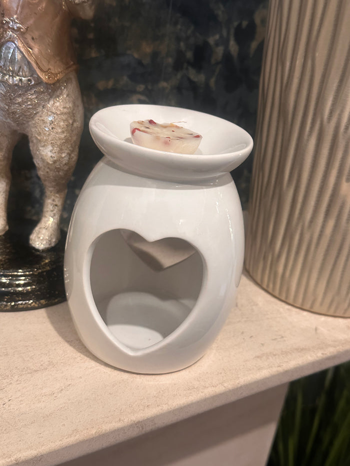 Ceramic White Heart Melt Warmer