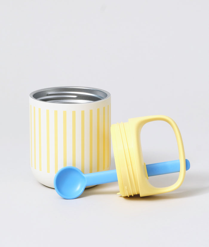 Chako Lab Bao Bao Insulated Cup White/Yellow Stripe