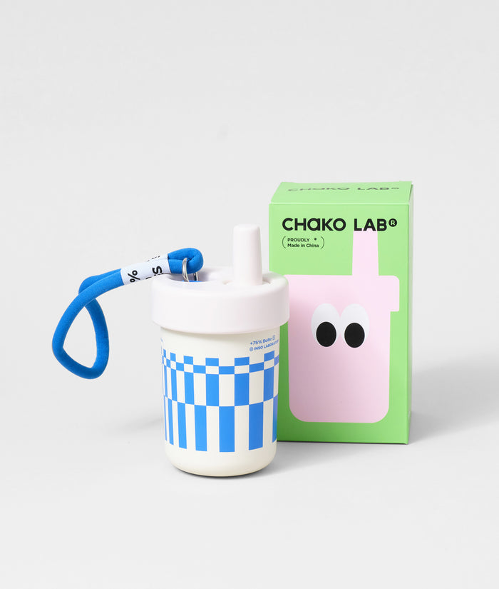 Chako Lab BoBo Insulated Cup White/Blue Check