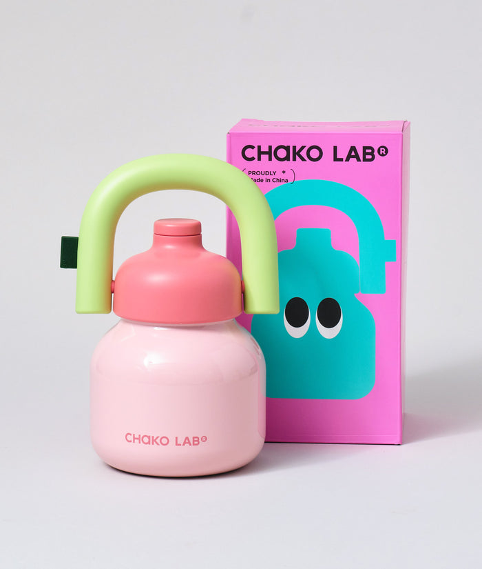 Chako Lab LinLin Insulated Water Bottle Pale Pink/Green
