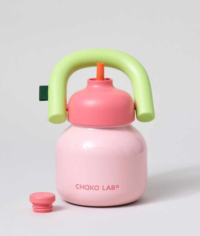 Chako Lab LinLin Insulated Water Bottle Pale Pink/Green