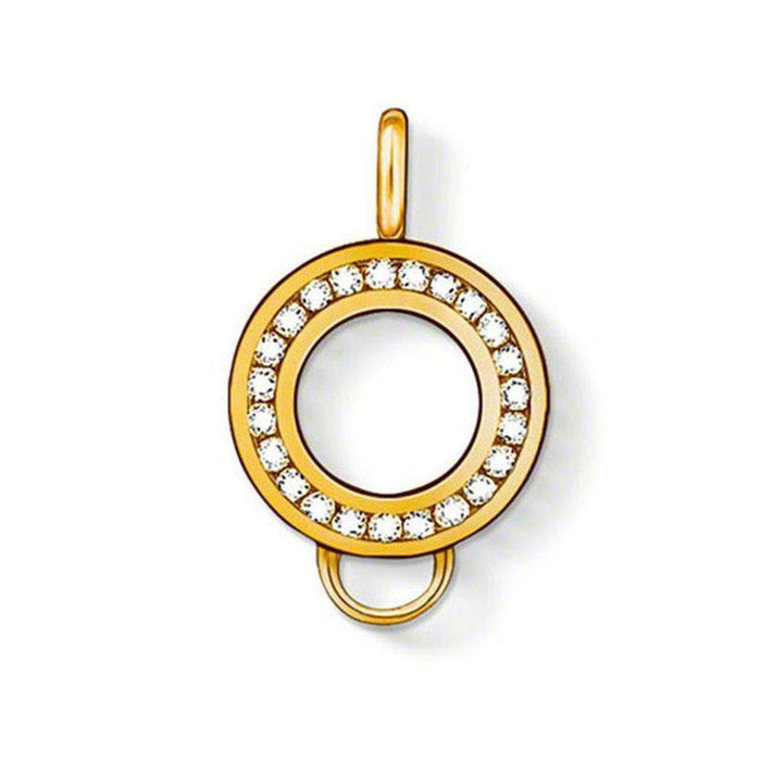 Gold Charm Carrier with Cubic Zirconia Accents