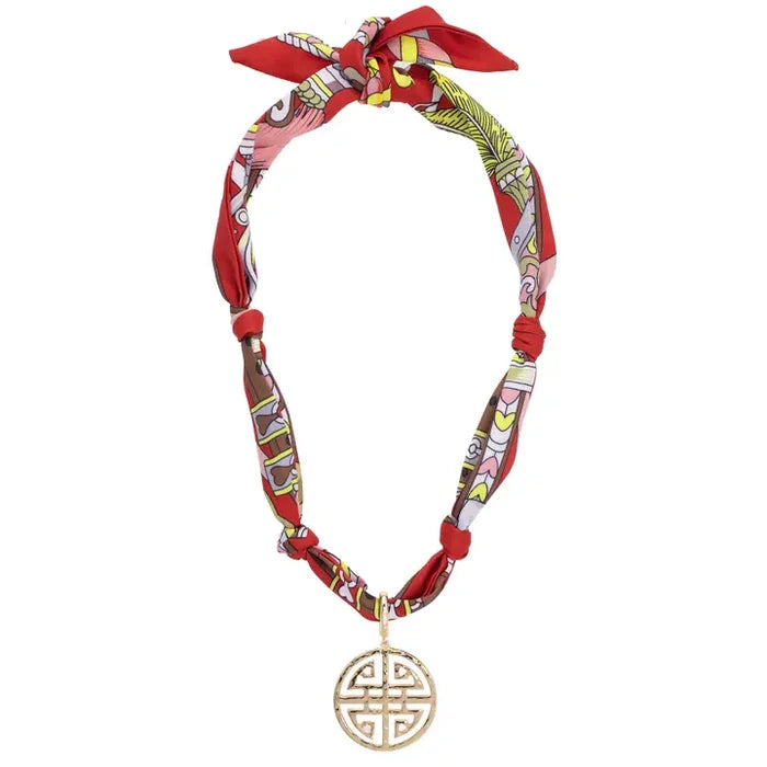 Cora Greek Keys Scarf Necklace