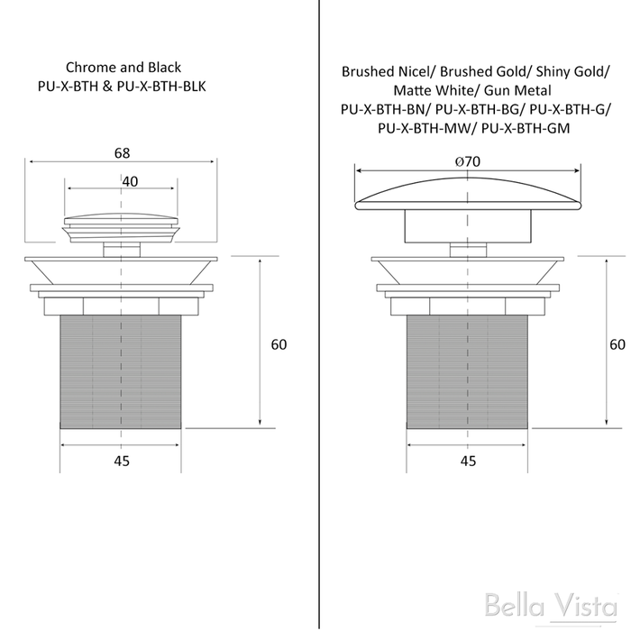 Corby Brushed Nickel Bath Pop-Up Waste