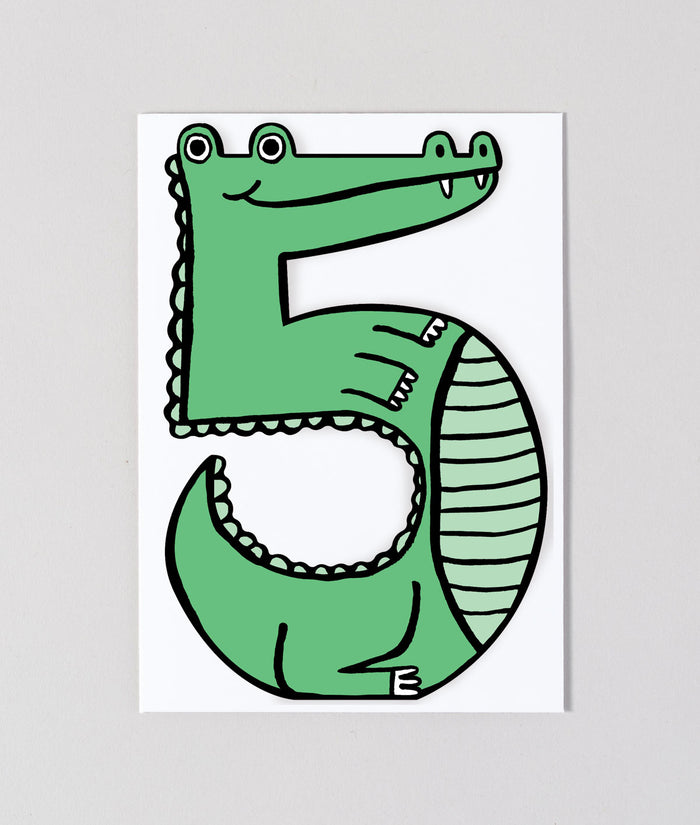 Croc 5th Birthday Kids Age Card