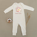 Custom Name Floral Organic Baby Playsuit