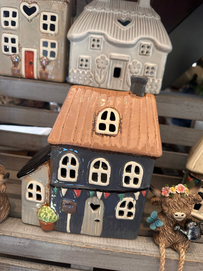 Dark Blue House with Bunting
