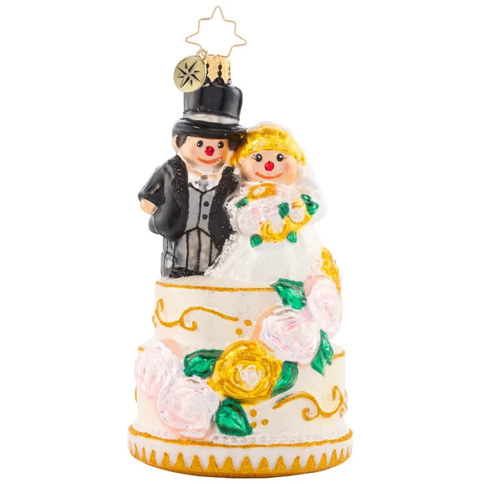 Front - Ornament Description - Dearly Beloved: The perfect bride and groom pair is all dressed up with great flair. This marvelous cake topper is quite the wedding showstopper!