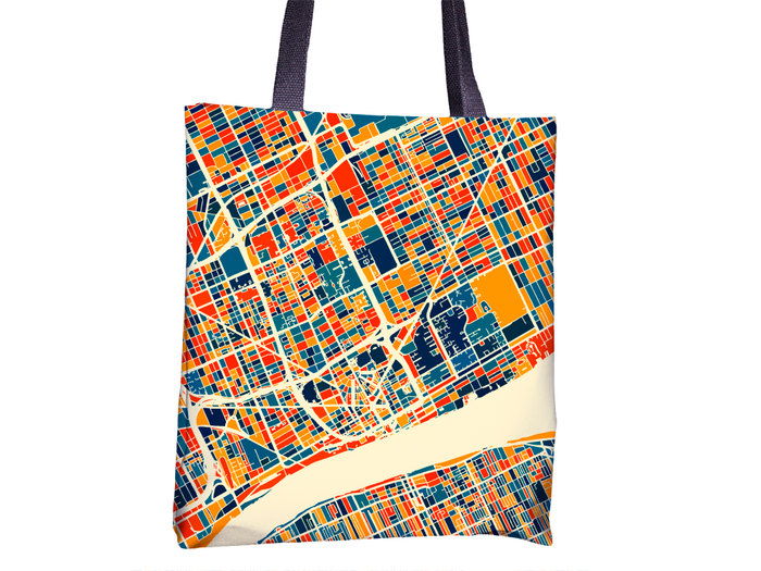 Detroit Map Tote Bag - Michigan Map Tote Bag 15x15
