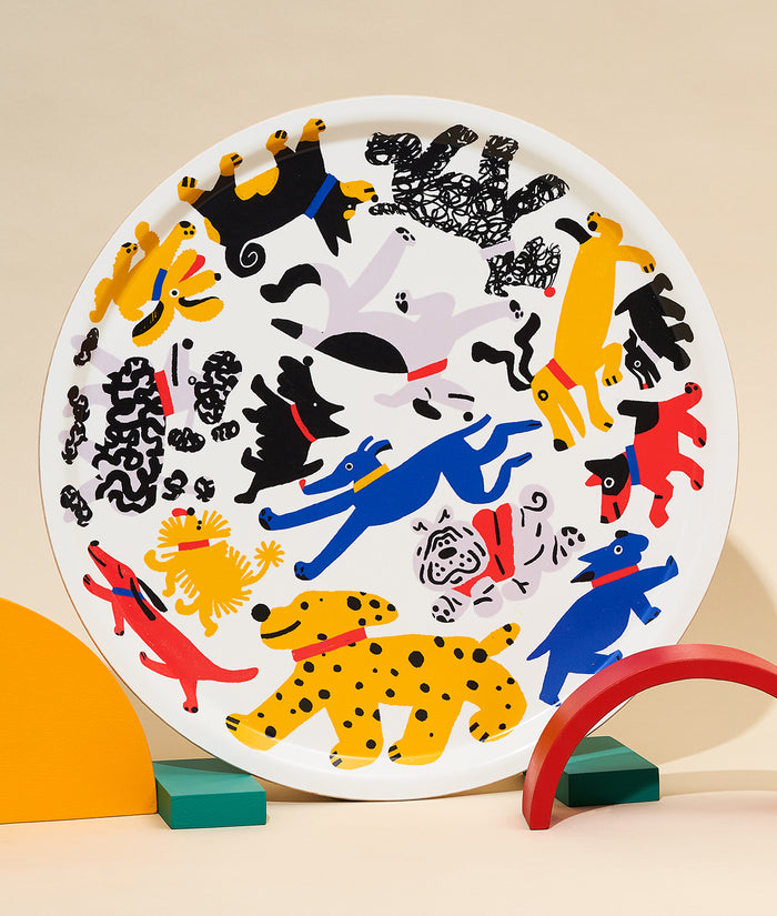 Dogs Round Serving Tray