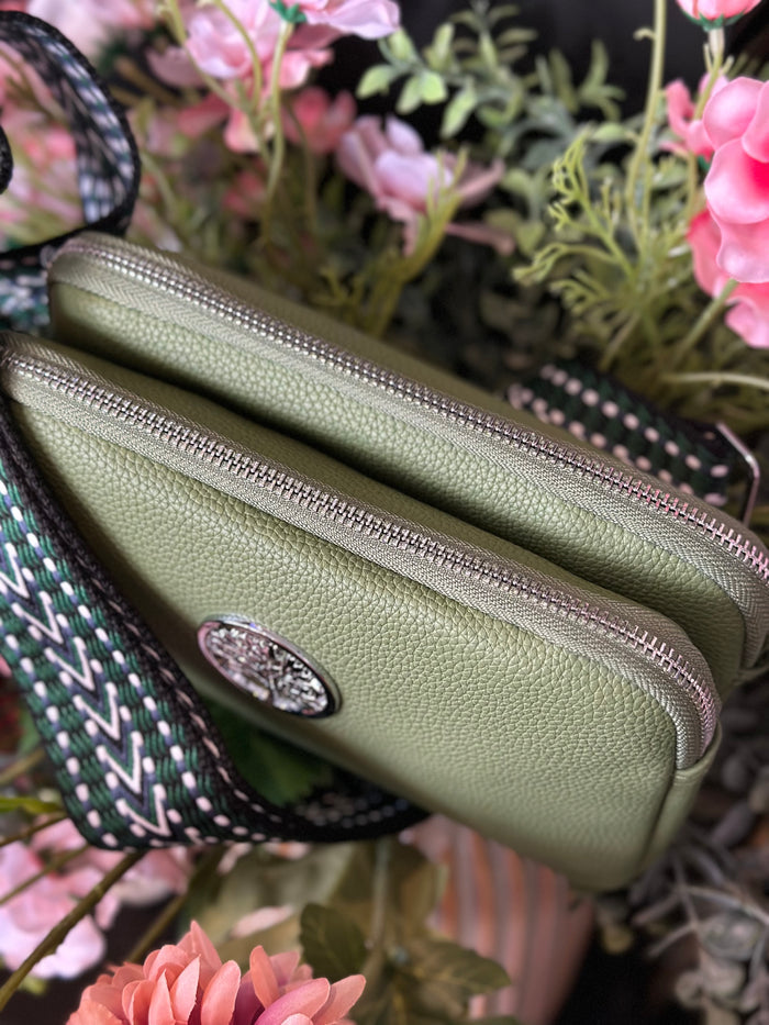 Double Compartment Soft Leather Look Crossbody Bag