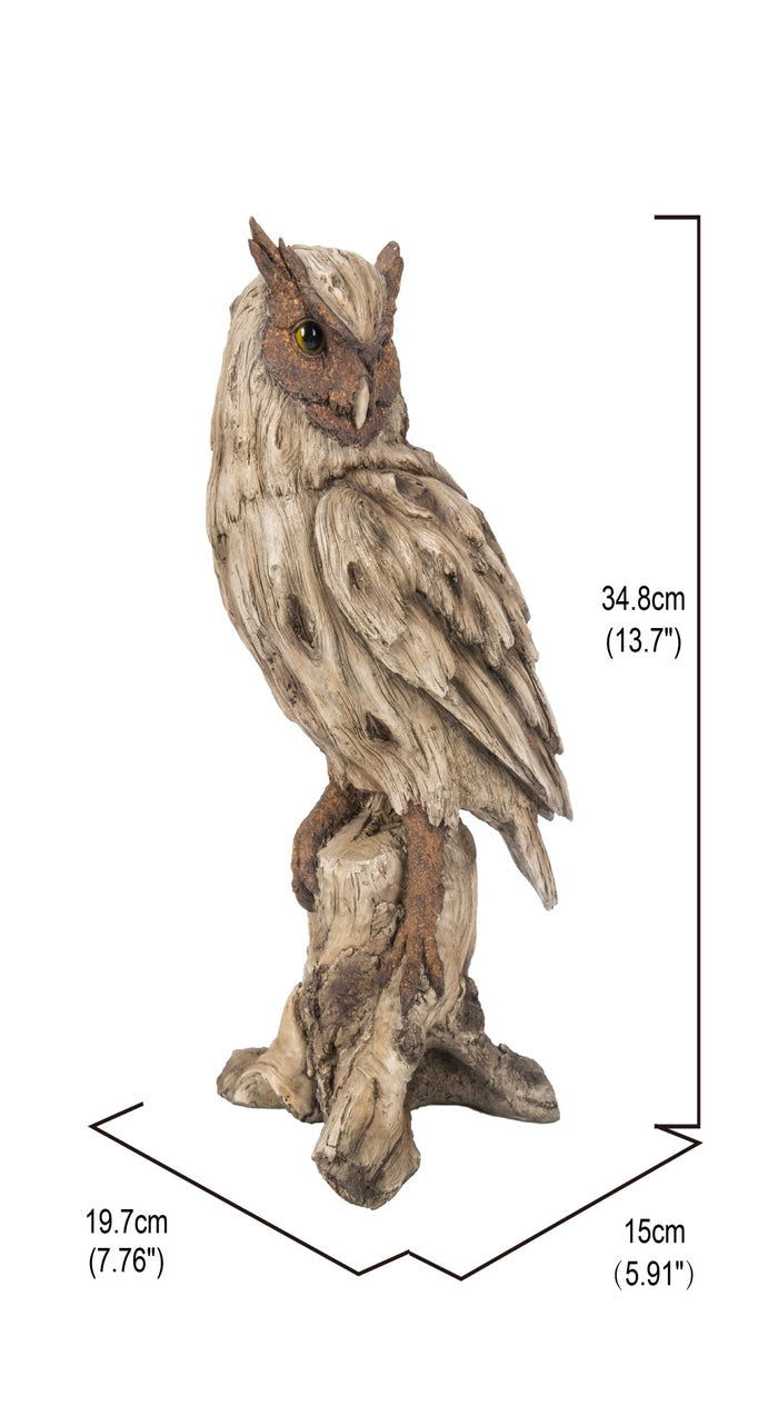 Driftwood Eagle Owl On Stump Statue Hi-Line Gift Ltd.