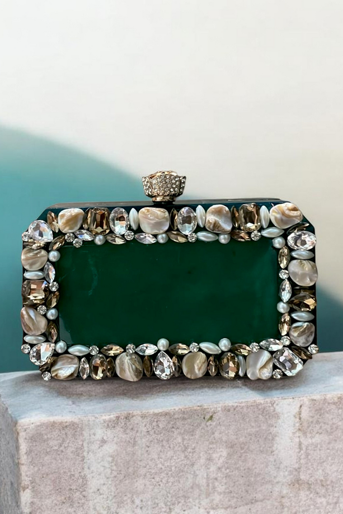 Emerald Aura Resin Clutch