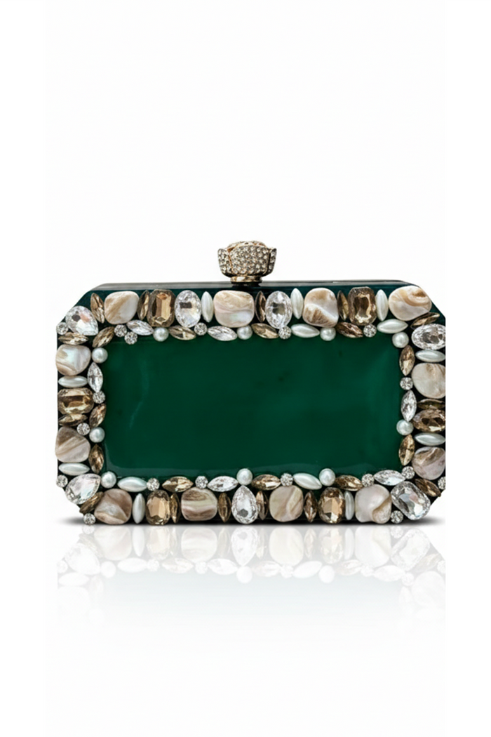 Emerald Aura Resin Clutch
