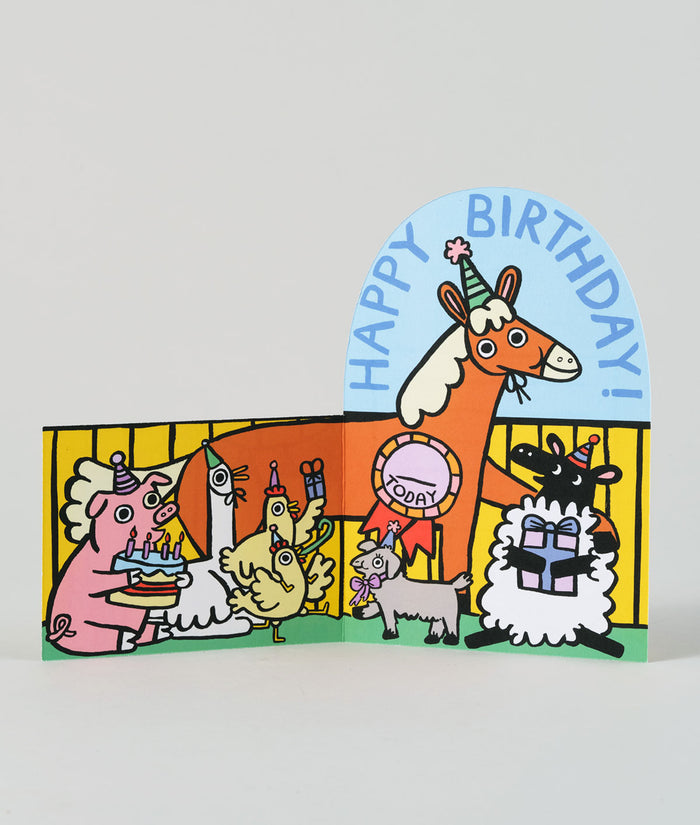 Farmyard Birthday Kids Fold Out Card