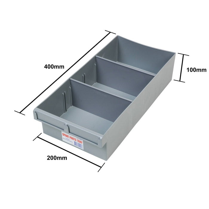 Fischer 200x100x400mm Grey Spare Parts Tray With 3 Removable Dividers