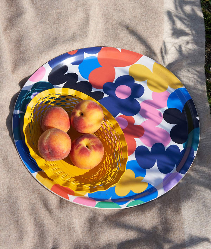 Floral Burst Round Serving Tray