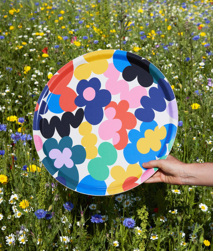 Floral Burst Round Serving Tray