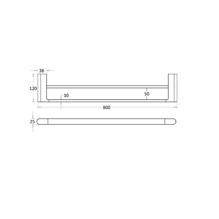 Flores 800 Brushed Nickel Double Towel Rail - Acqua Bathrooms