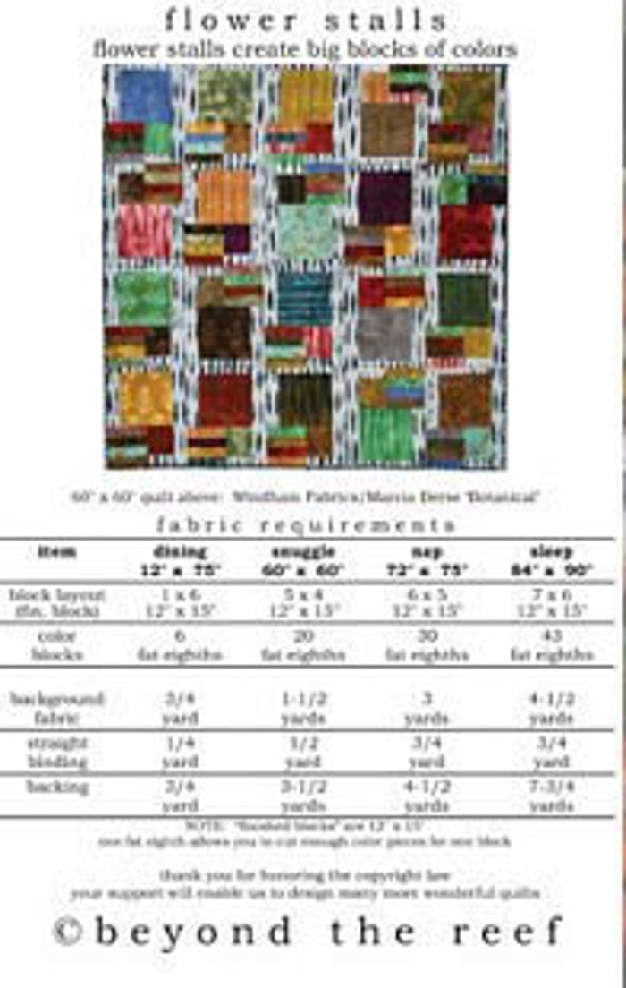 Flower Stalls Quilt Pattern by Natalie Barnes of Beyond the Reef - BTR035 - Multi sizes