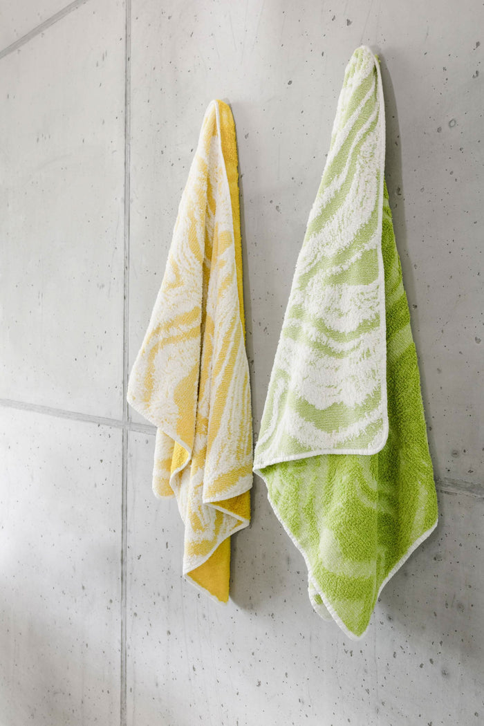 A&H Fogo Towels. Left: 278 Yuzu, Right: 165 Apple Green