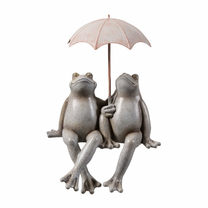 77185 - Sitting Couple Frogs W/Umbrella Garden Statue Yard Decor Hi-Line Gift Ltd.