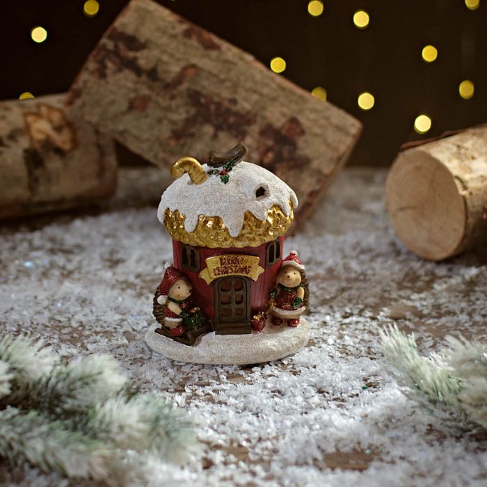 Frosted Forest Christmas House with Hedgehogs