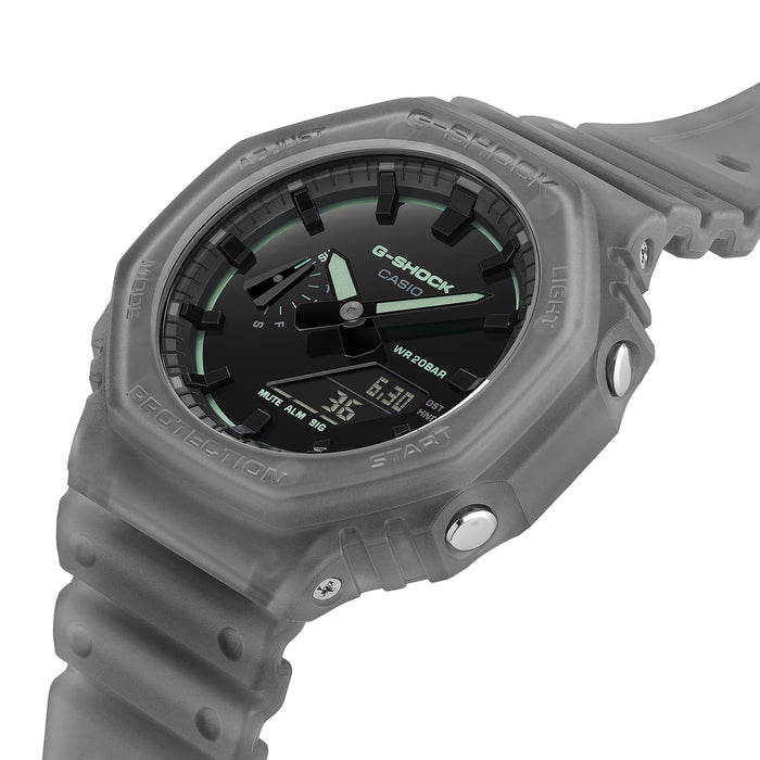 GA2100K-1A Grey Casio G-Shock with black dial on a gray resin band
