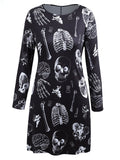Gamiss Plus Size Skull Bones Dress