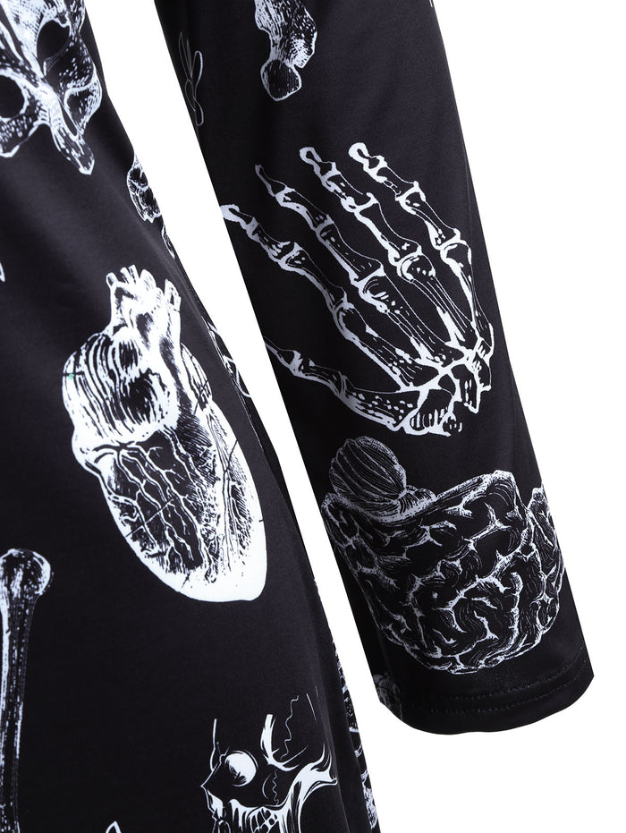 Gamiss Plus Size Skull Bones Dress