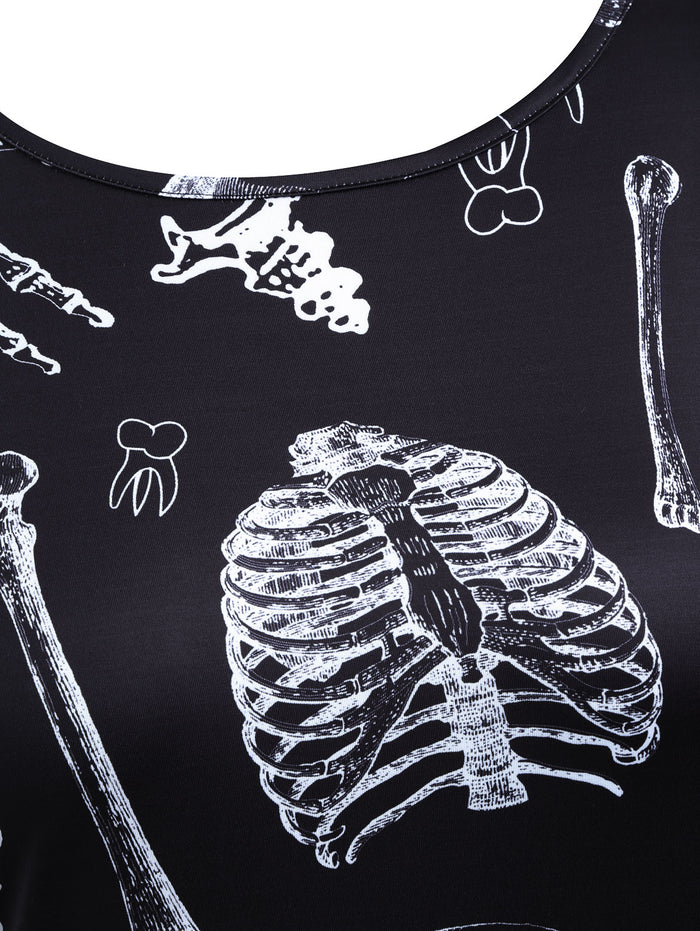 Gamiss Plus Size Skull Bones Dress
