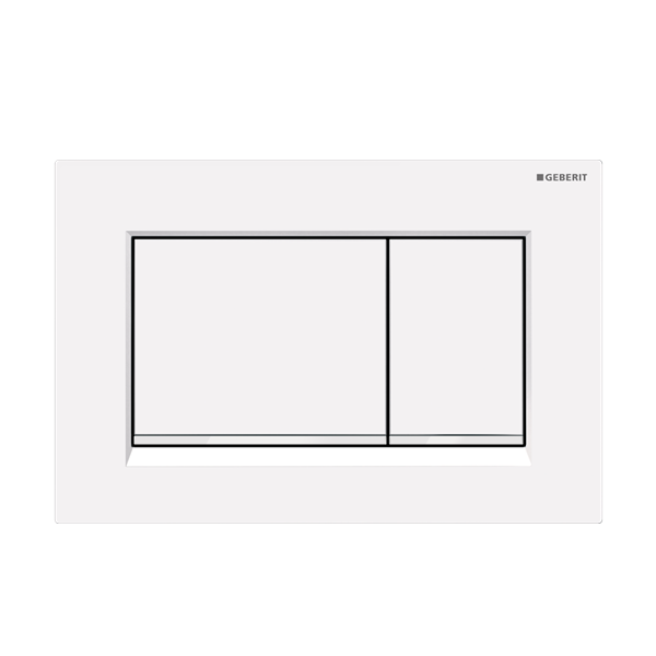 Geberit Sigma 30 Button - Square Gloss White with Matte White Trim - Acqua Bathrooms