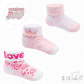 Girls 3pk Turnover Socks -Love (NB-12) S500