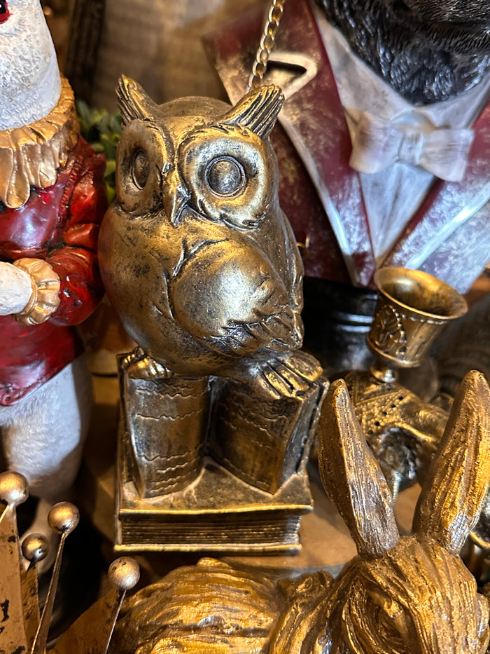 Gold Decorative Owl Stood on Books