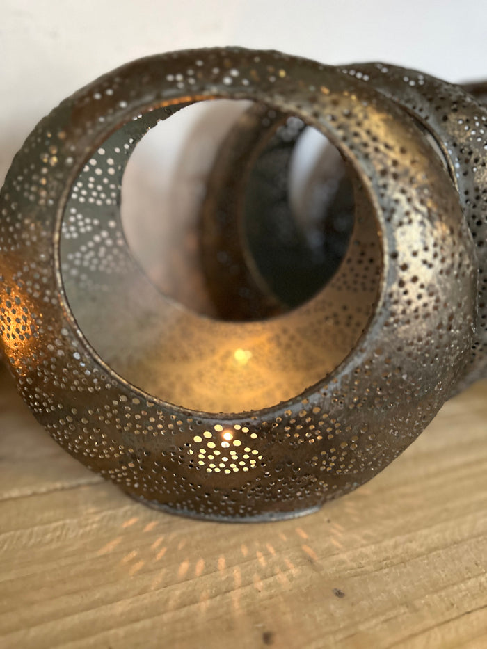 Gold Metal Round Candle Holder