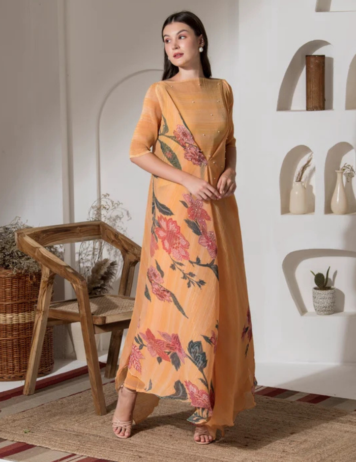 Gold Yellow Flower Co-ord Set