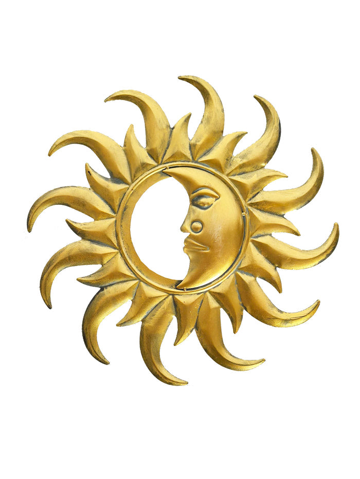78678-C-GD - Metal Garden Decor-Golden Half Moon Sunface Hi-Line Gift Ltd.