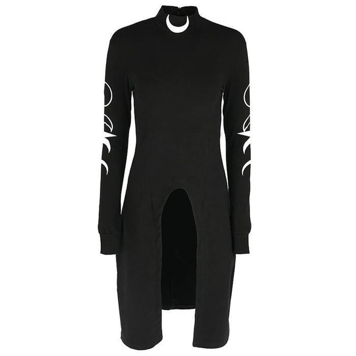 Gothic Turtle Neck Moon Phases Dress