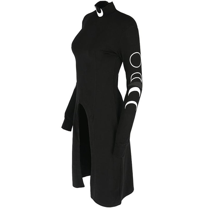 Gothic Turtle Neck Moon Phases Dress