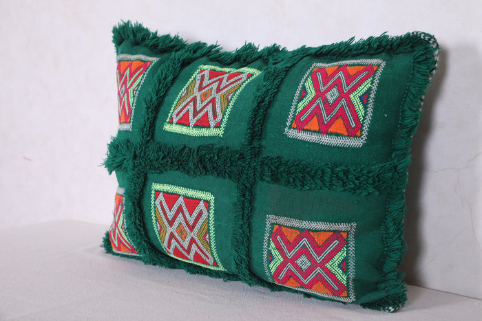 Green moroccan pillow 16.1 INCHES X 22 INCHES
