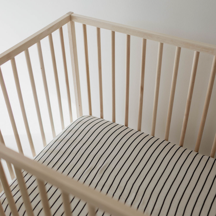 Grey & Black Stripe | Muslin Fitted Crib Sheet