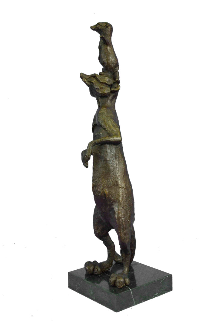 Handcrafted Genuine Bronze Meerkat and Baby Bronze Sculpture Figurine Figure