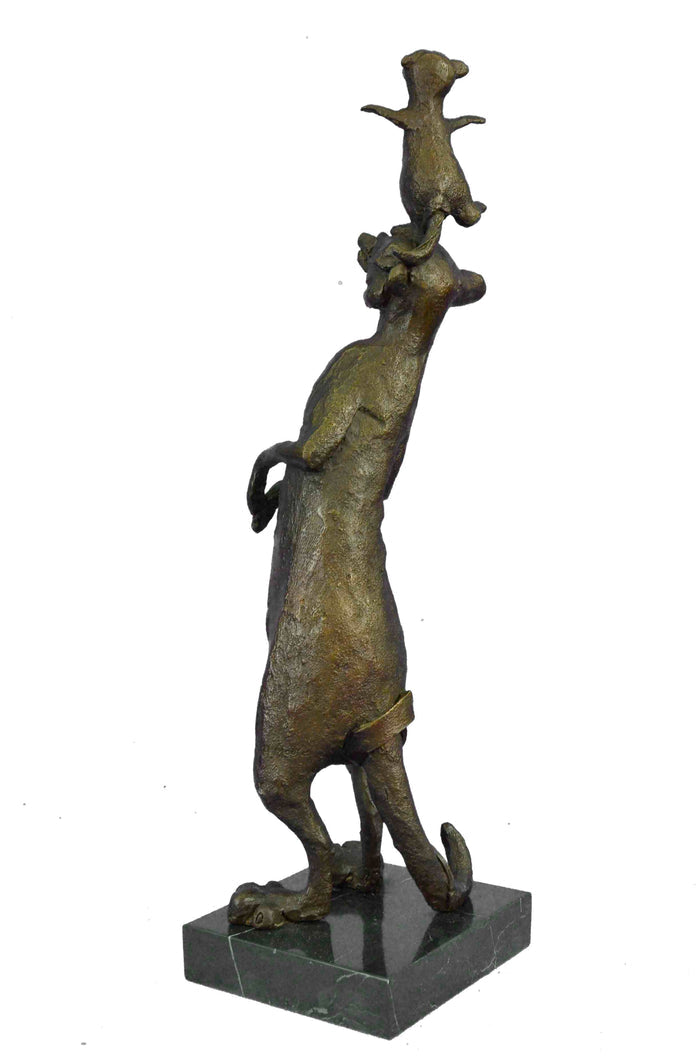 Handcrafted Genuine Bronze Meerkat and Baby Bronze Sculpture Figurine Figure