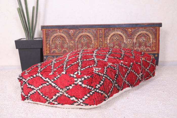 Handcrafted Moroccan Ottoman red Pouf Seat - Moroccan kilim pouf