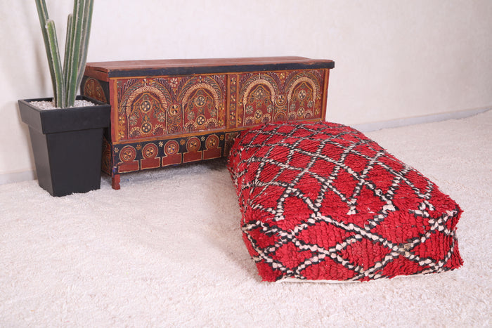 Handcrafted Moroccan Ottoman red Pouf Seat - Moroccan kilim pouf