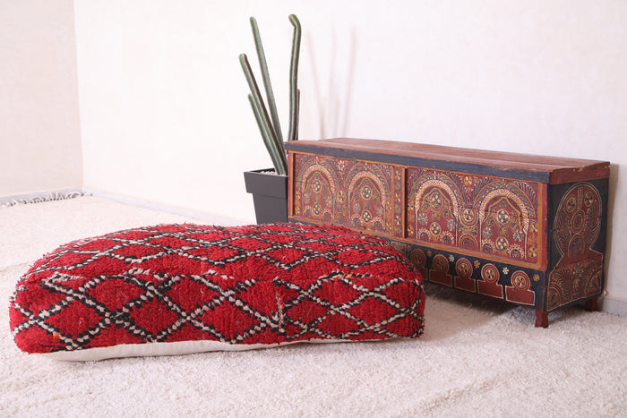 Handcrafted Moroccan Ottoman red Pouf Seat - Moroccan kilim pouf