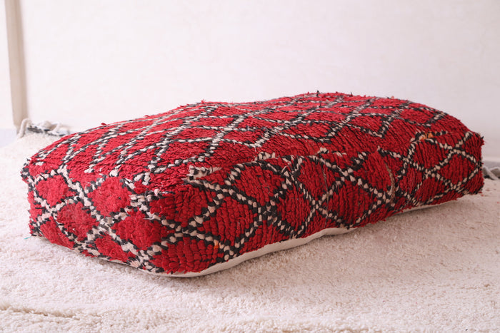 Handcrafted Moroccan Ottoman red Pouf Seat - Moroccan kilim pouf