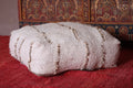 Handmade Pouf Ottoman in White for Seating - kilim pouf